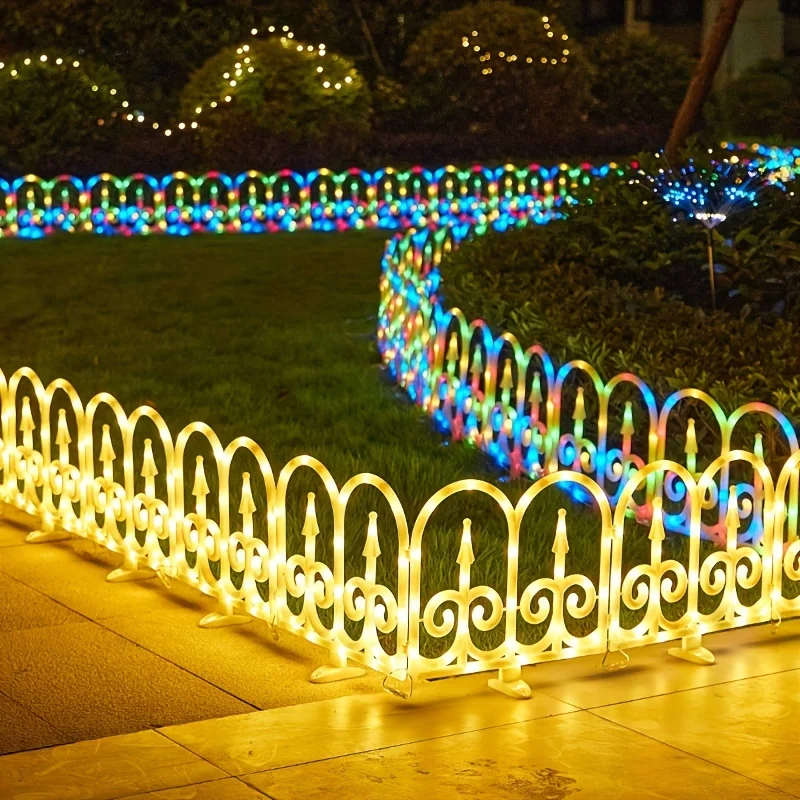 

Solar Fence Light Christmas Decorations Lights 8 Pack Picket Fence for Indoor Outdoor Christmas Decor 8 Modes Decorative Light