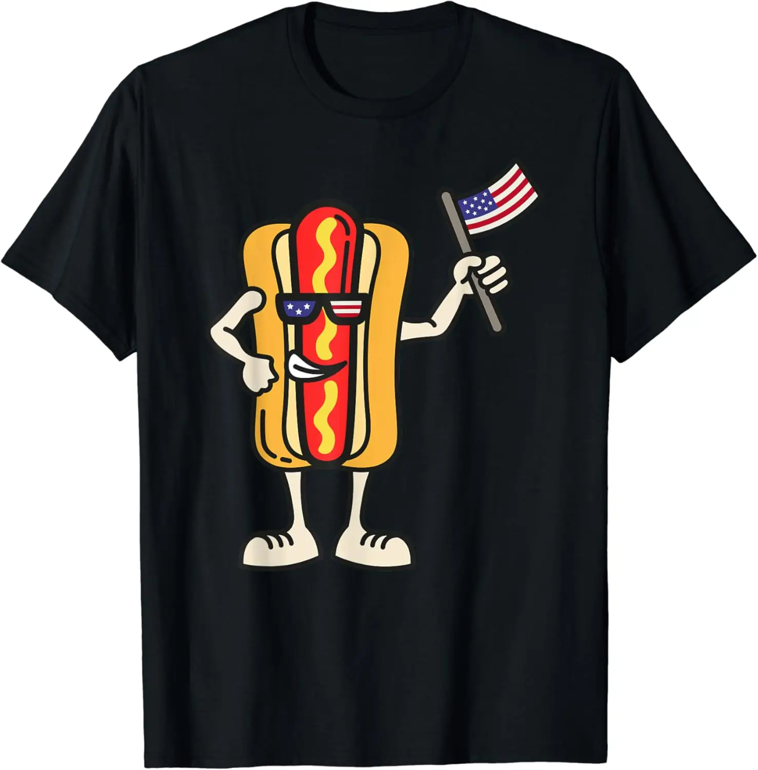 Hot Dog American Flag July 4th Patriotic BBQ Cookout Funny T-Shirt