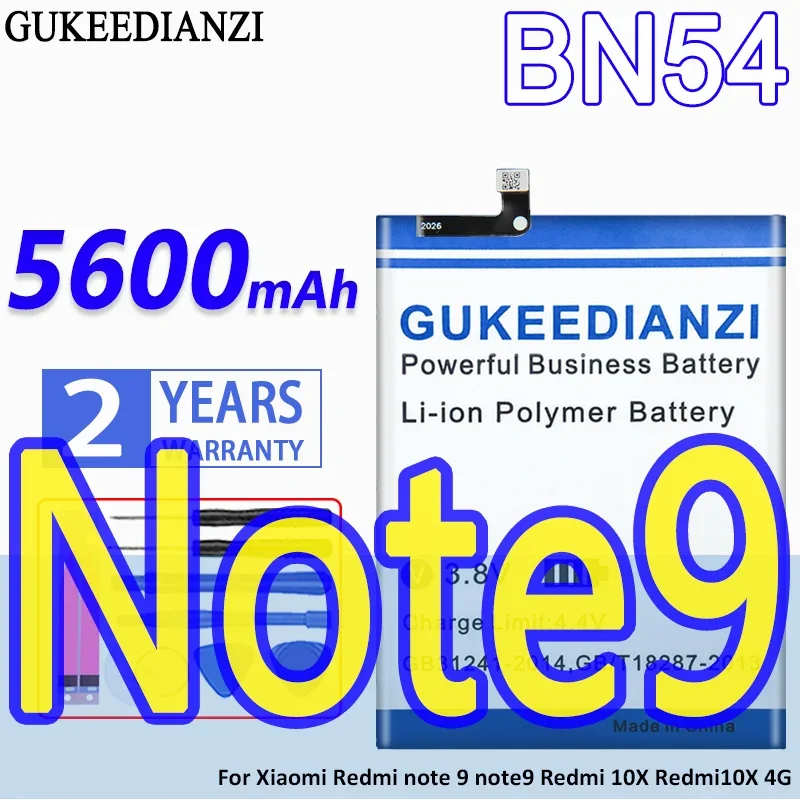 BN54 BN 54 BM4S GUKEEDIANZI Battery for Xiaomi Redmi Note 9 10X 4G/Pro Batteria