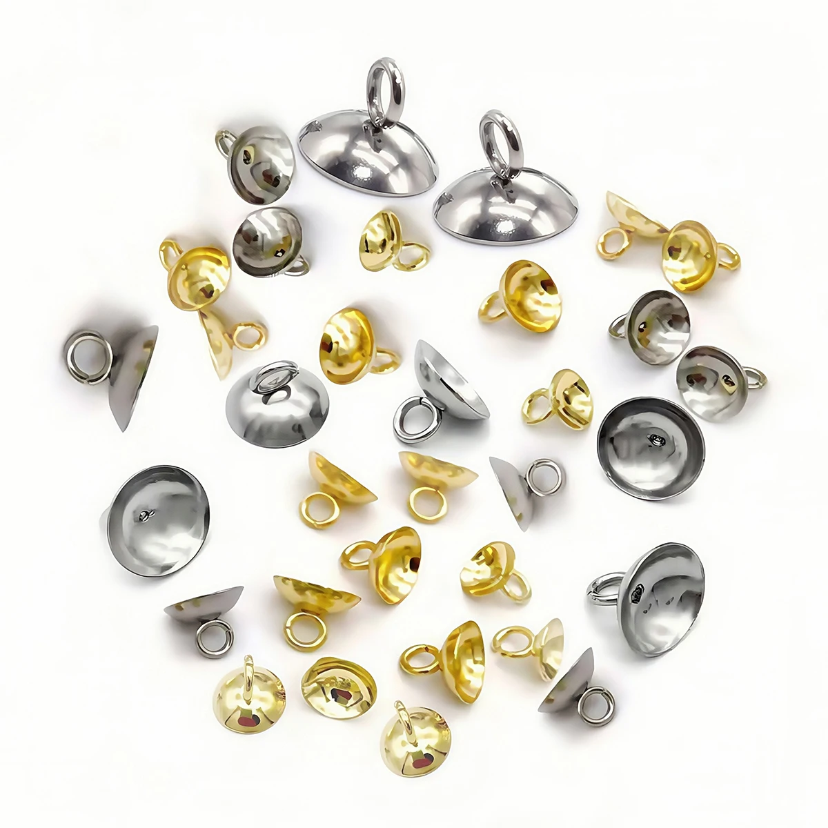 20 Stück Edelstahl-Anhängerhalter, Perlen-Endkappen, Verschlüsse, Charms, Verbindungsstücke 4/6/8/10mm für Perlenkappen, DIY-Schmuckherstellungszubehör – Detail 8