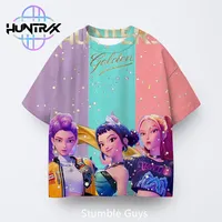Summer Casual Fashion Kids Kpop Demon Hunters 3D Cartton Short Sleeve Boys Girls T-Shirt Anime Clothes