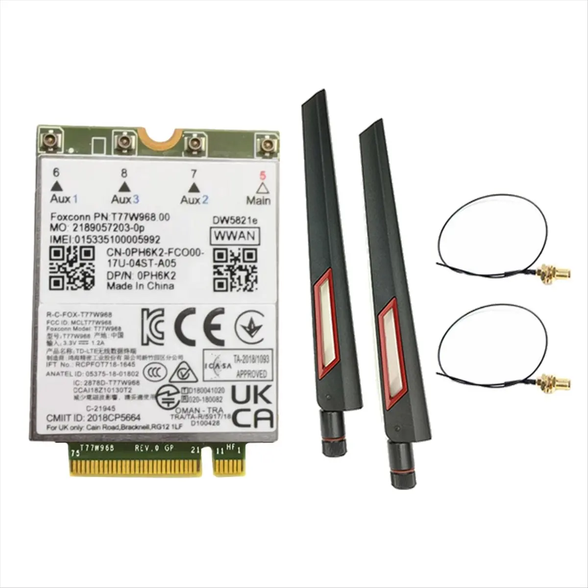 module-a85p-t77w968-dw5821e-x20-4g-lte-cat16-gigabit-carte-sans-fil-4g-pour-ordinateur-portable-dell-5420-5424-7424-7400-2-antennes-10db