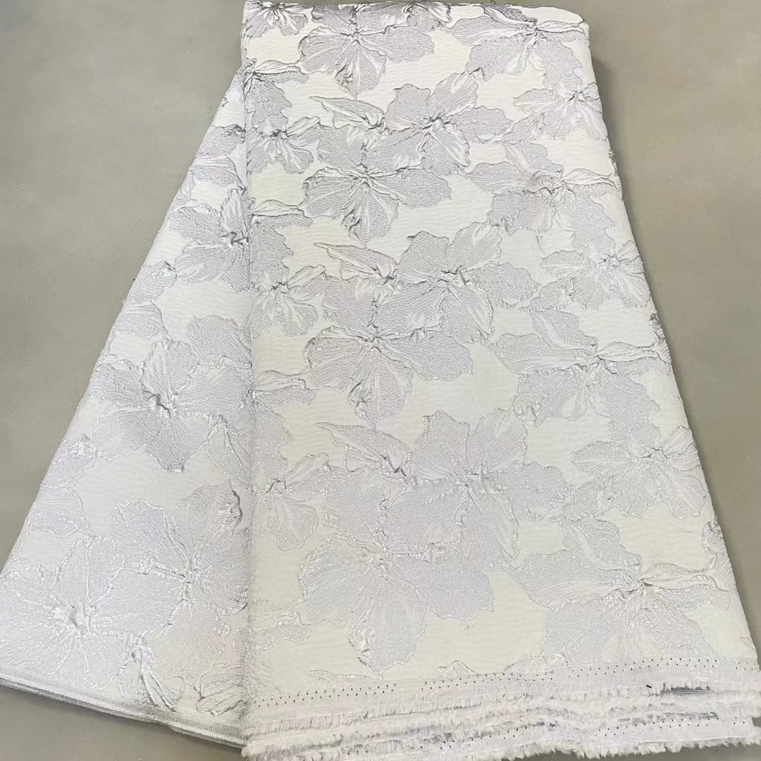 French Jacquard Lace Fabric 2025 Trend Allover Floral Design Bridal Fabric DIY Dress Fabric 5 Yards Wholesale Bulk NJ6198