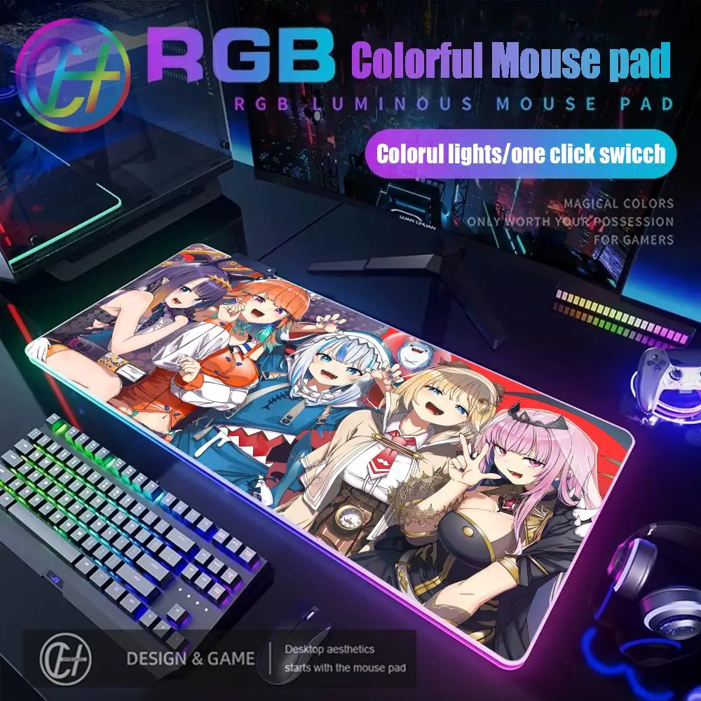 

Hoshimachi Suisei аниме коврик для мыши RGB игровой Hololive коврик для мыши настольный коврик HD геймер большой светодиодный коврик для мыши XXL