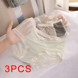 3PCS/set Traceless Women's Panties Thin Woman Mesh Sexy Translucent Briefs Underpanties Lingerie Underwear Female Triangular