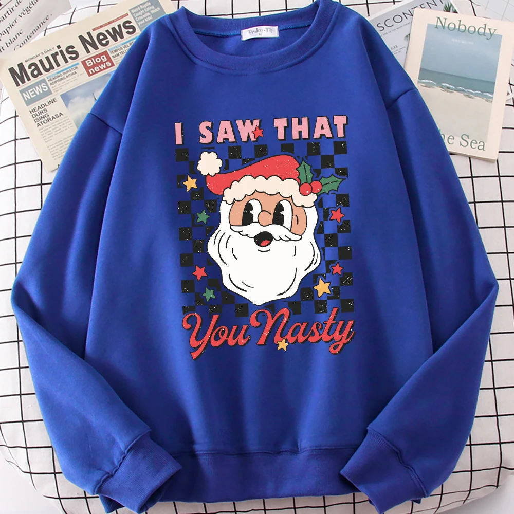 Merry Christmas Happy Santa Claus Printed Women Sweatshirt Autumn Fleece Clothes Trendy All-Match Streetwear Multicolor Pullover