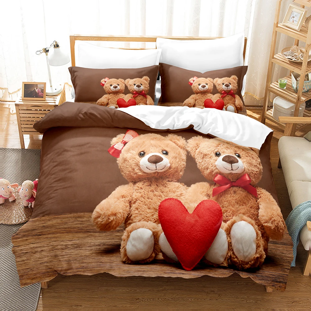 3D Teddy Bear Bedding Sets Duvet Cover Set With Pillowcase Twin Full Queen King Bedclothes Bed Linen