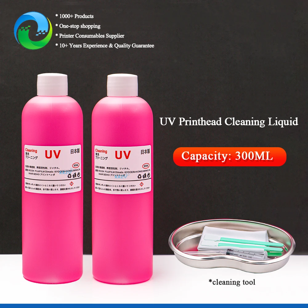 UV Cleaning Liquid 300ml for Epson Ricoh Konica Kyocera Printhead Cleaning Fluid Solution UV Ink Cleaner