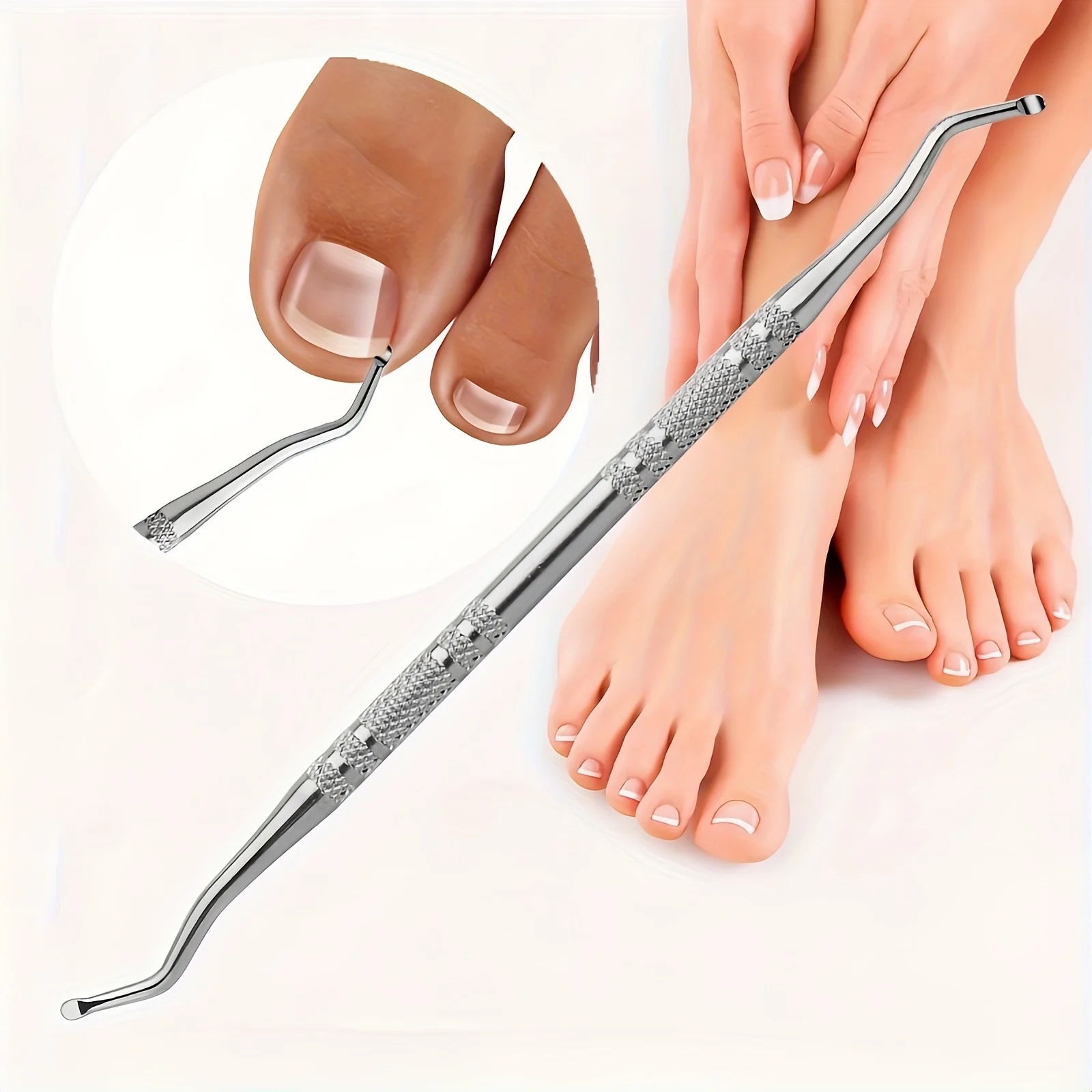 Stainless Steel Cuticle Pusher-Dual-Ended Nail Groove Cleaner &Callus Remover, Professional Pedicure Tools for Home & Travel Use