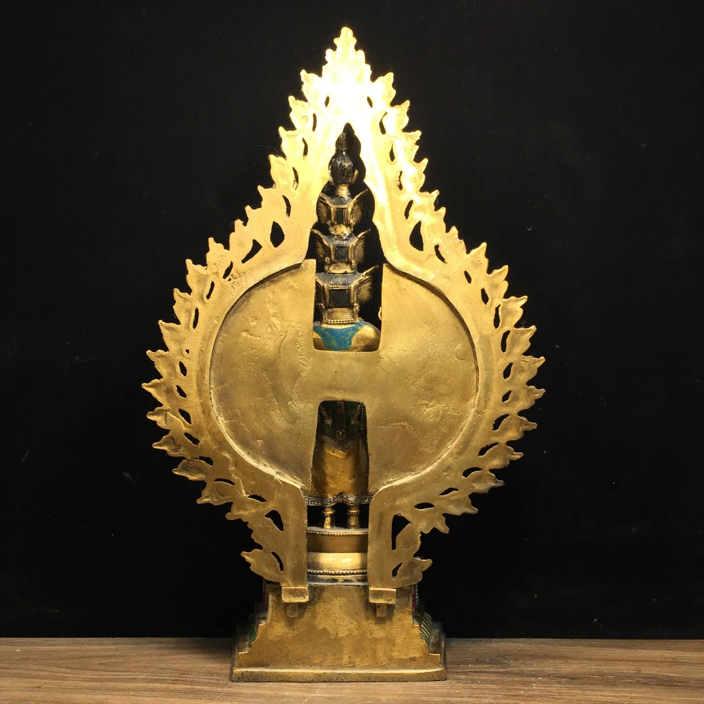 16Tibetan Temple Collection Old Bronze Painted Gilded 1000 arm Guanyin Thousand Hand Guanyin Station Buddha Worship Hall