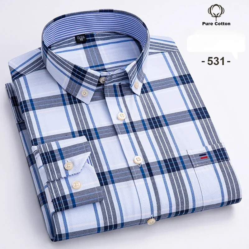 Moda sobre el tamaño 7XL camisas de manga larga para hombres 100% algodón Oxford slim fit camisa lisa suave casual elegantes ropa de diseñador