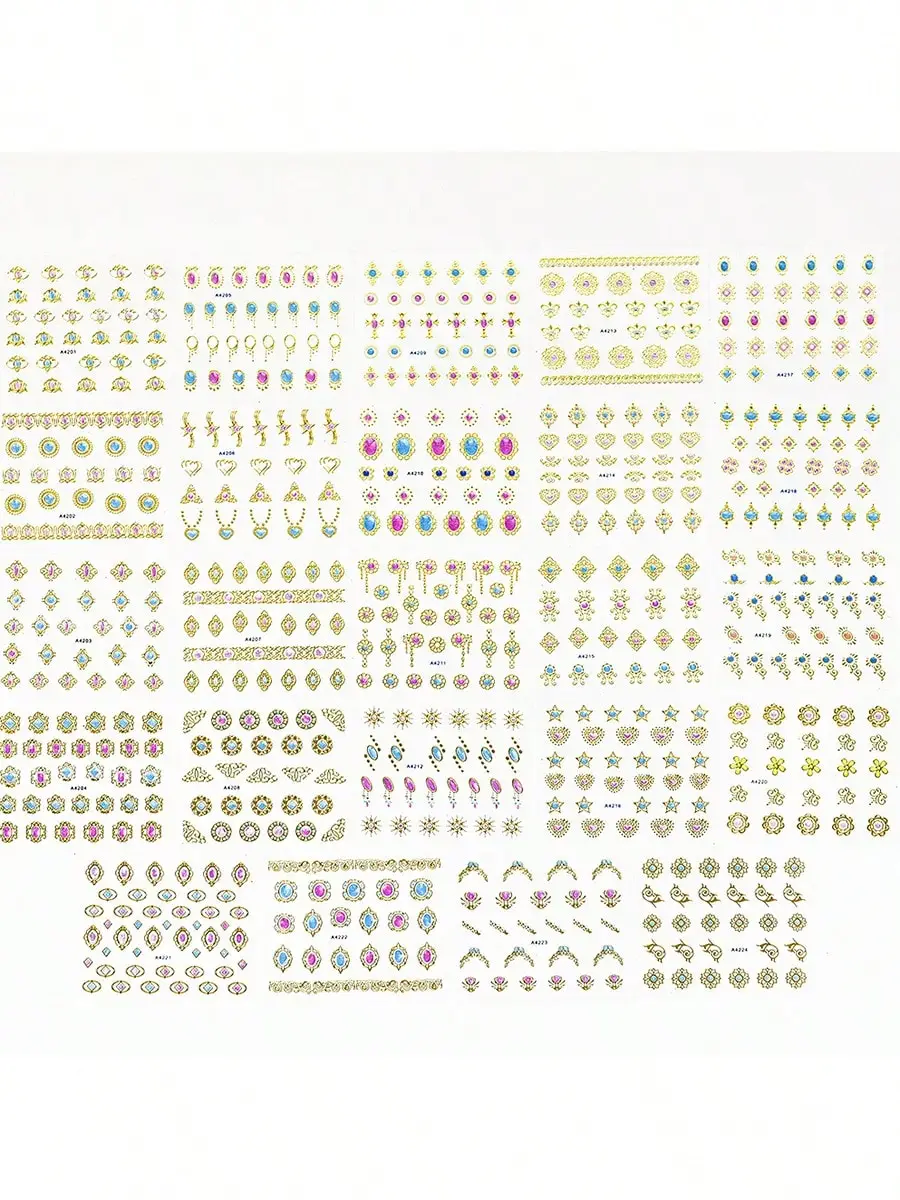 Mix 24 pçs 3d estrela de ouro bronzeamento arte do prego adesivo 8*10cm laser estrela lua design decalque do prego ouro prata auto-adesivo slider