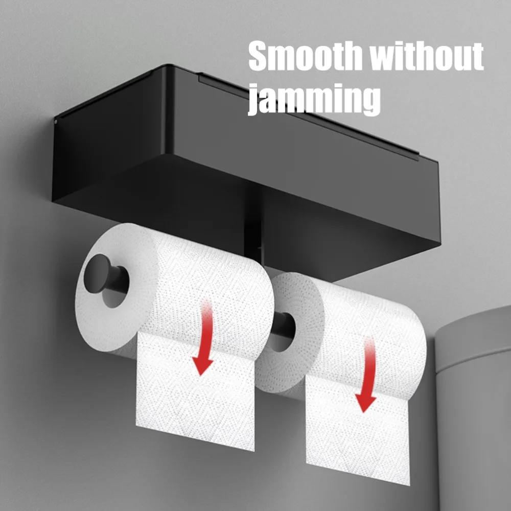 Practical Stainless Steel Toilet Paper Holder Black Overall Height 15.5cm Wet Wipe Box Tissue Holder for Toilet