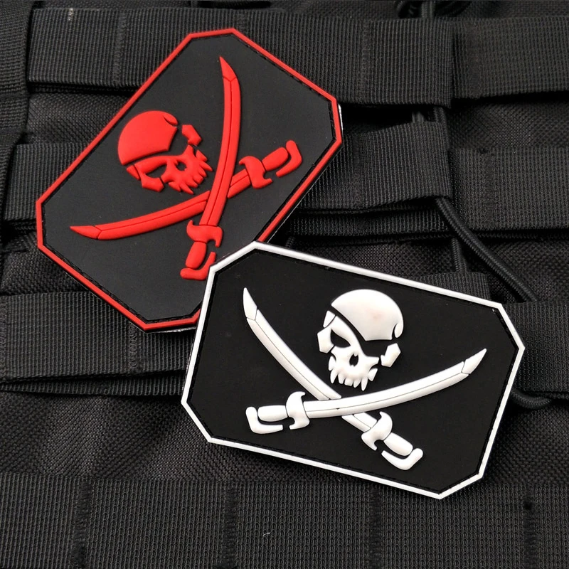 3D PVC Skull Rubber Patches Morale Badge Hook Tactical on Clothes Emblem Backpack Patch Decorative Accessories for Handbags