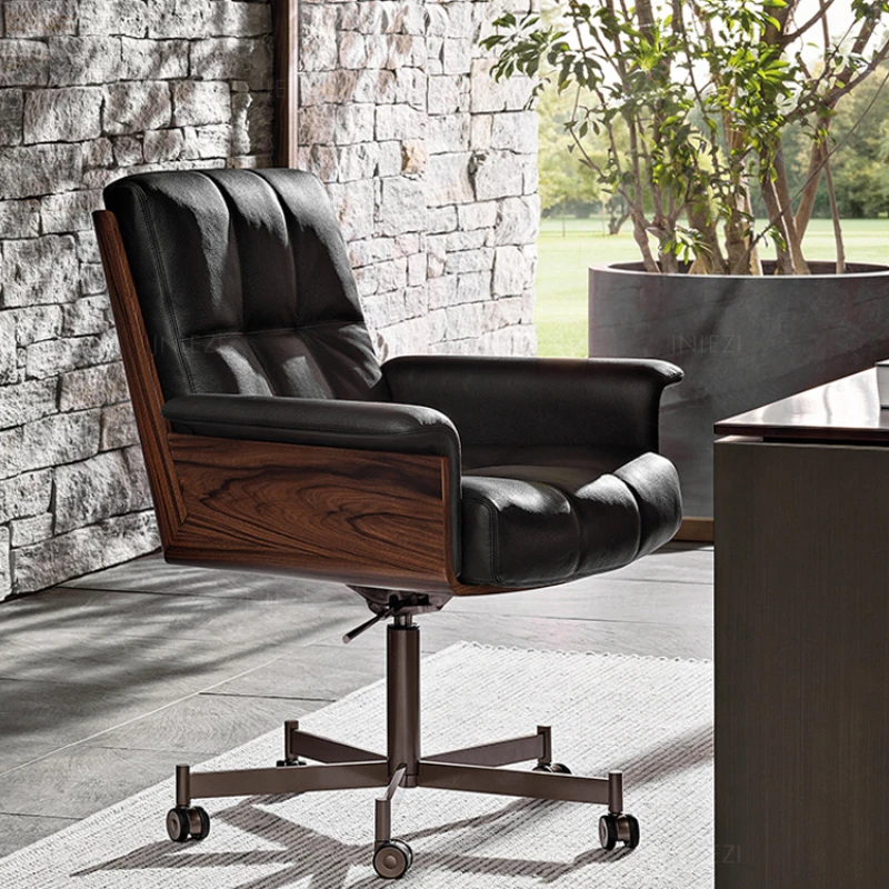 

Minimalist leather single person Daiki adjustable chair/computer office rotating boss chair