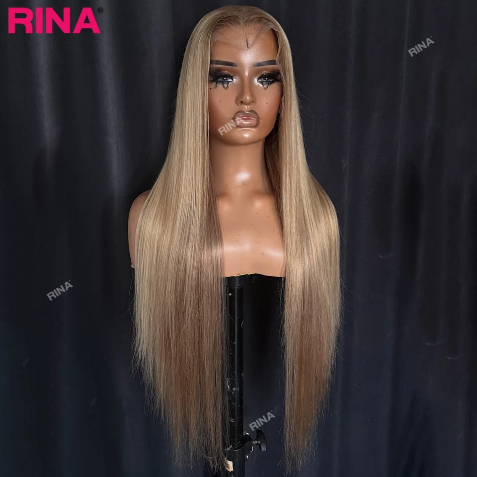180 Density Light Brown HighlightTransparent Lace Front Human Hair Remy Glueless Wigs 13X6 13x5 Drawstring with Tape Straight