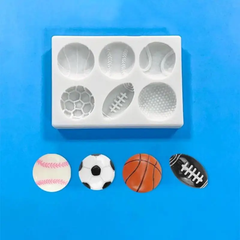 Ball Silicone Molds Football Tennis Rugby Basketball Sugar Flipping Mold DIY Cake Decoration Mold Fondant Cake Decorating Tools