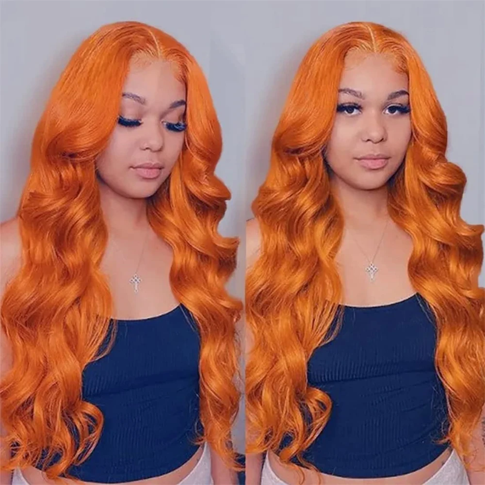 Ginger Orange 13x4 13x6 HD Lace Front Wigs Human Hair Body Wave Lace Frontal Wig Transparent Lace Wig For Women 4x4 Closure Wig