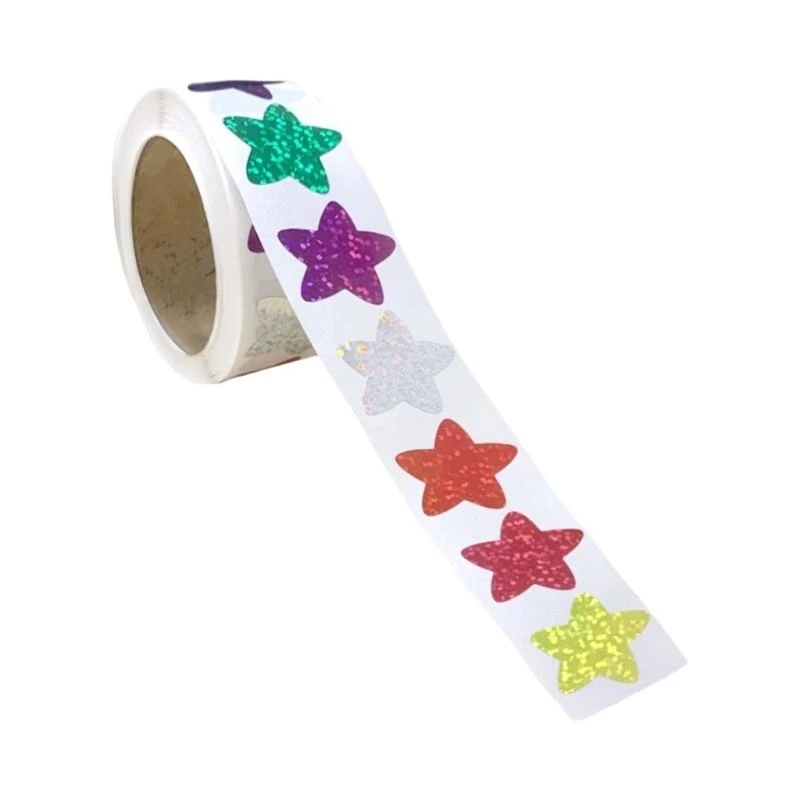 500pieces stiker bintang berkilau stiker hati yang berwarna -warni untuk scrapbooking jurnal notebook air botol air kemasan