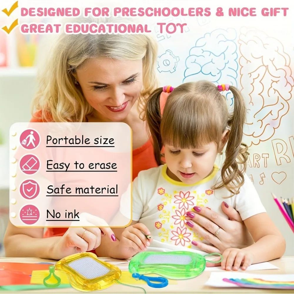 Mini prancheta magnética com chaveiro, brinquedos educativos, brinquedos de escrita, presente de aniversário de férias, 6 cores, 6pcs