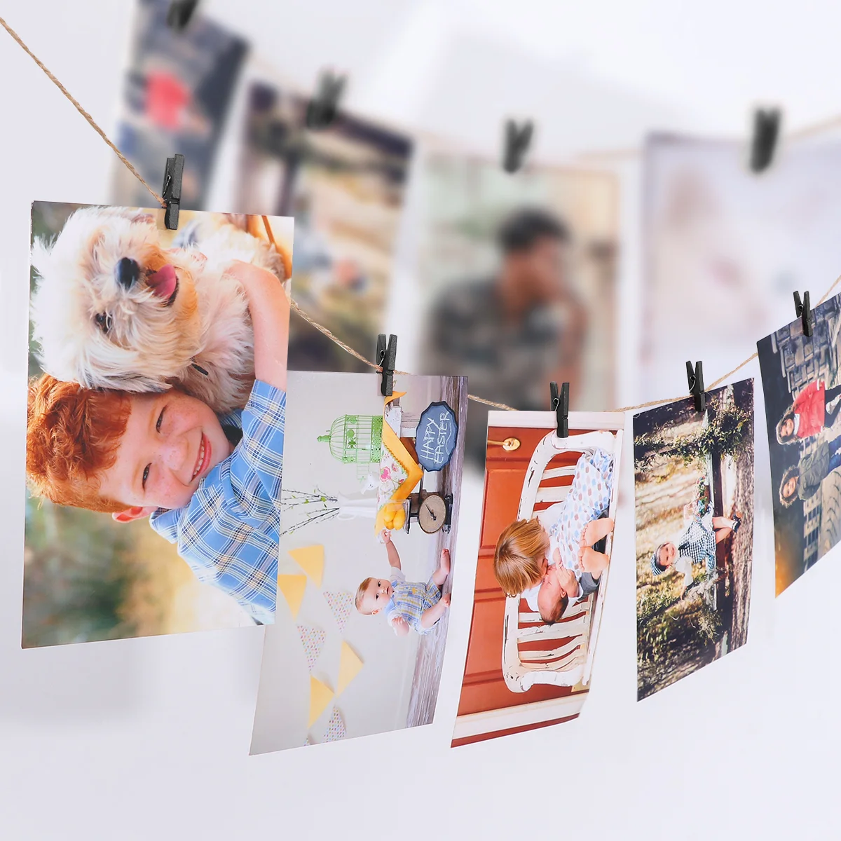 Photo Clips Non Damaging Red Decor Clothes Pins Small Black Wooden Utility Child