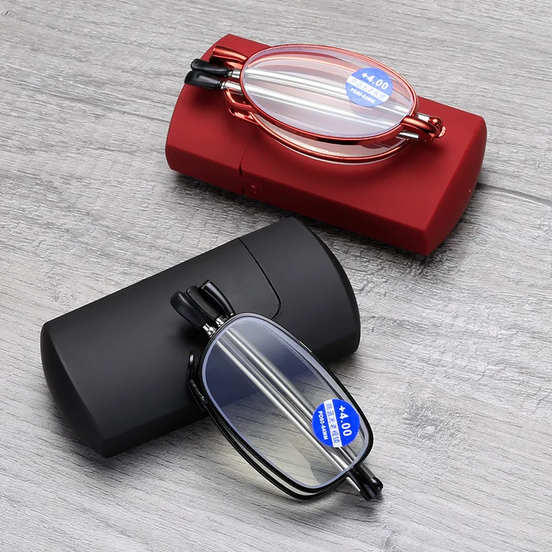 New Metal Folding Reading Glasses Telescopic Mirror Legs Presbyopia Glasses Portable Anti Blue Light Women Men Eyeglasses