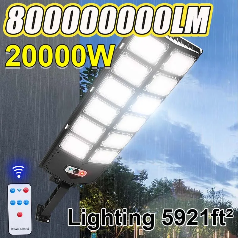 Solar Sensor Wall Lamp 20000W Powerful Solar Lights For Outdoor IP65 Waterproof Garden Lighting Super Bright Solar Street Light