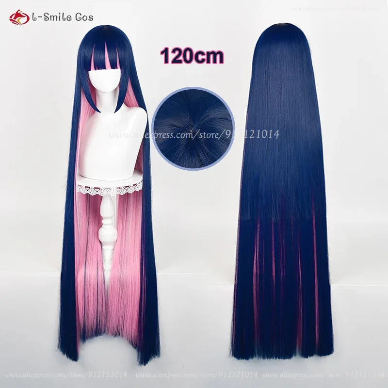 2025 Anime Anarchy Cosplay peluca 100 cm/120 cm de largo azul rosa media pelucas de juego de rol