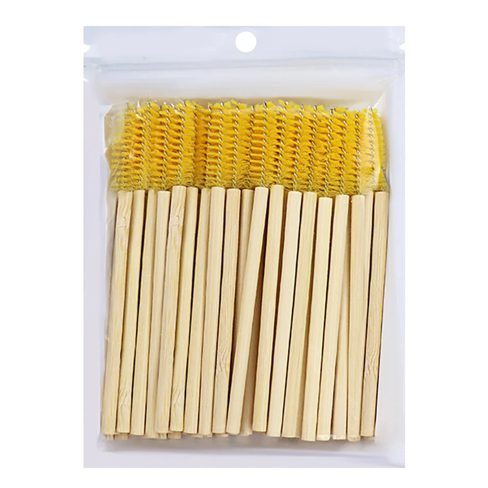 50Pcs Bamboo Handle Eyelash Brush Mascara Wands Applicators Eye Lashes Extension Brushes Eyebrow Spoolie Brushes Makeup Tool view 4