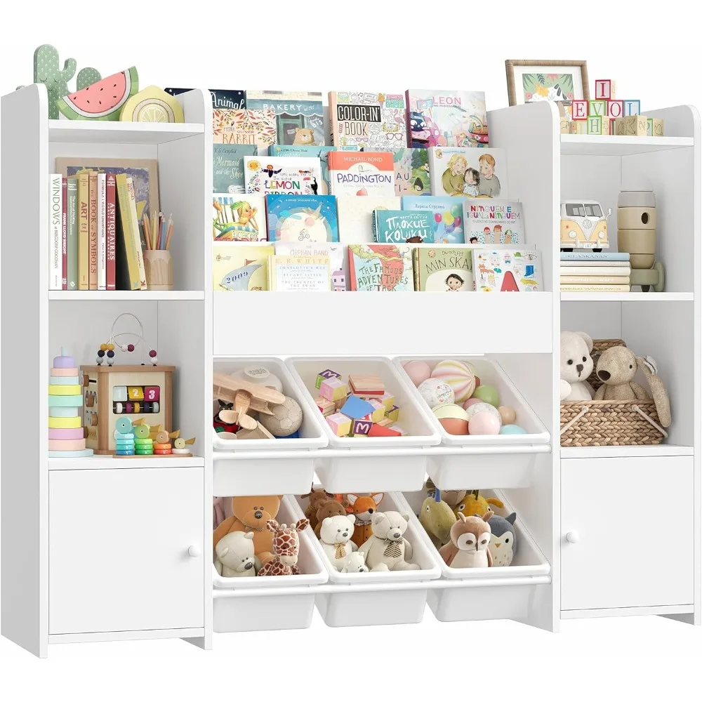 Estante de almacenamiento para niños con 6 contenedores, organizador de juguetes, estantería Montessori, solución Declutter para sala de juegos