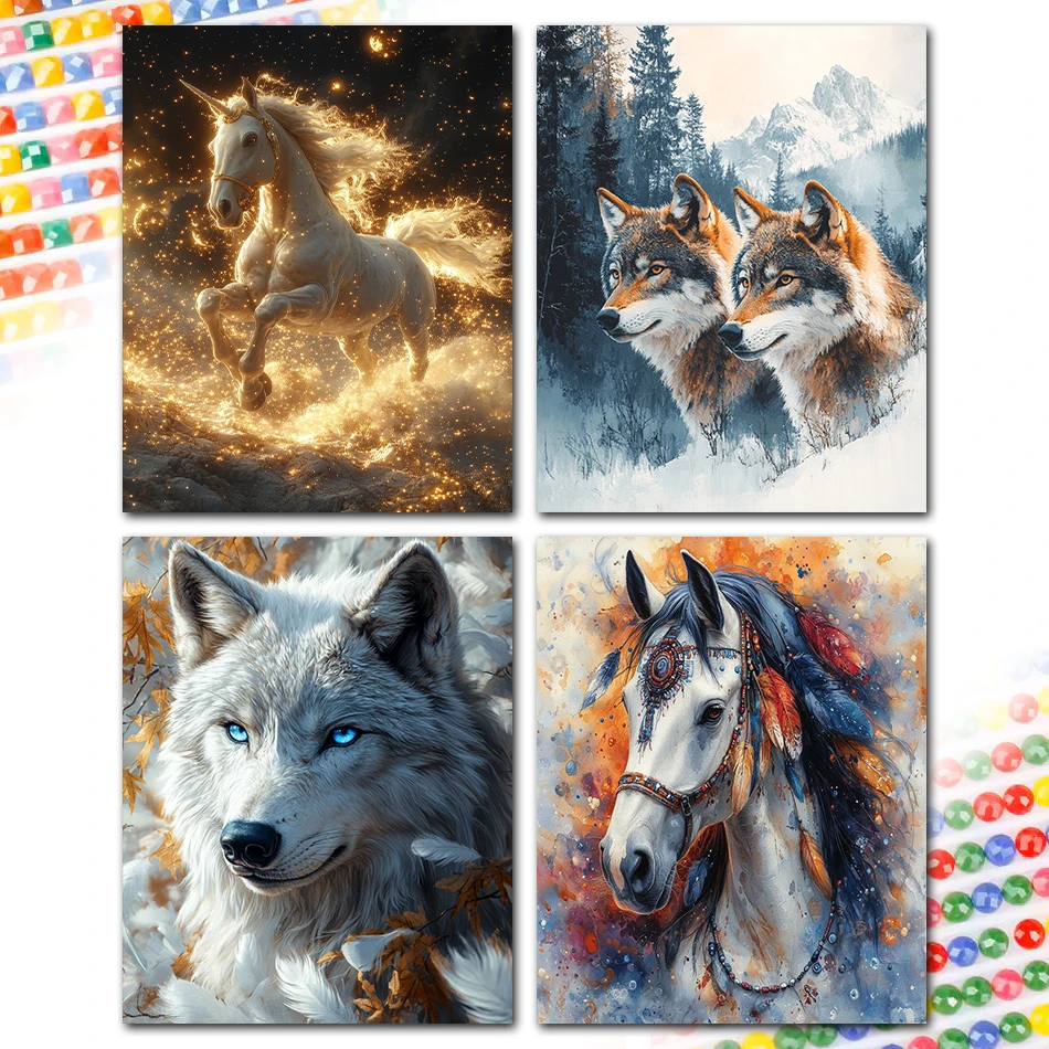 

SDOYUNO Diamond Painting Kits Animals Horse Wolf Rhinestones Embroidery Needle Arts Craft Diamond Mosaic Cross Stitch Home Decor