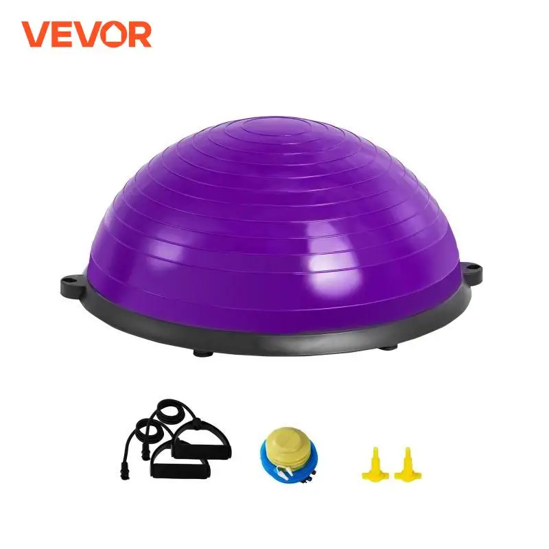 

VEVOR Half Exercise Ball Trainer Balance Ball Trainer Stability Ball Yoga Ball with Resistance Bands & Foot Pump Strength Ball