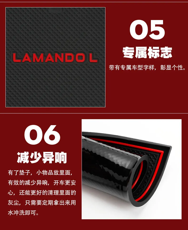 For Volkswagen Lamando L 2022-2024 Car Interior Door Groove Mats Gate Slot Pad Non-slip Cup Mat Accessories Cover