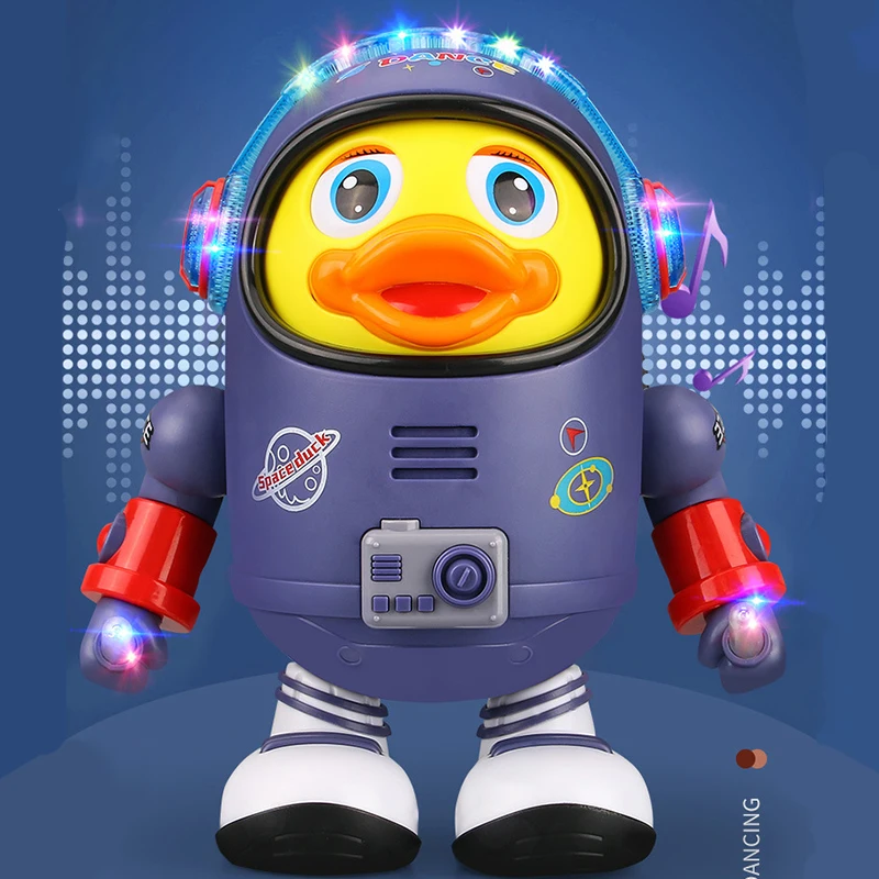 Children\'s Space Duck Dancing Robot with Light Music Cartoon Funny Walking Musical Educational Toys Christmas Gifts for Boy Girl