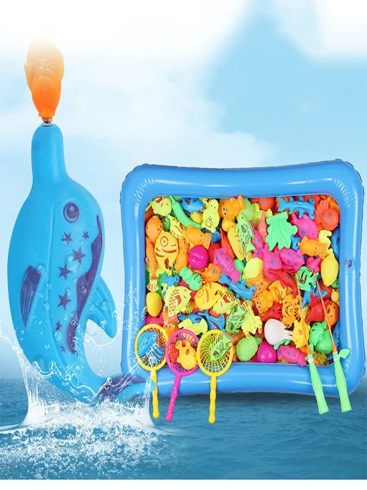 40Pcs Summer Children Fishing Toy Set Magnetic Baby Fishing Parent-child Interactive Games Indoor Outdoor Children Puzzle Games