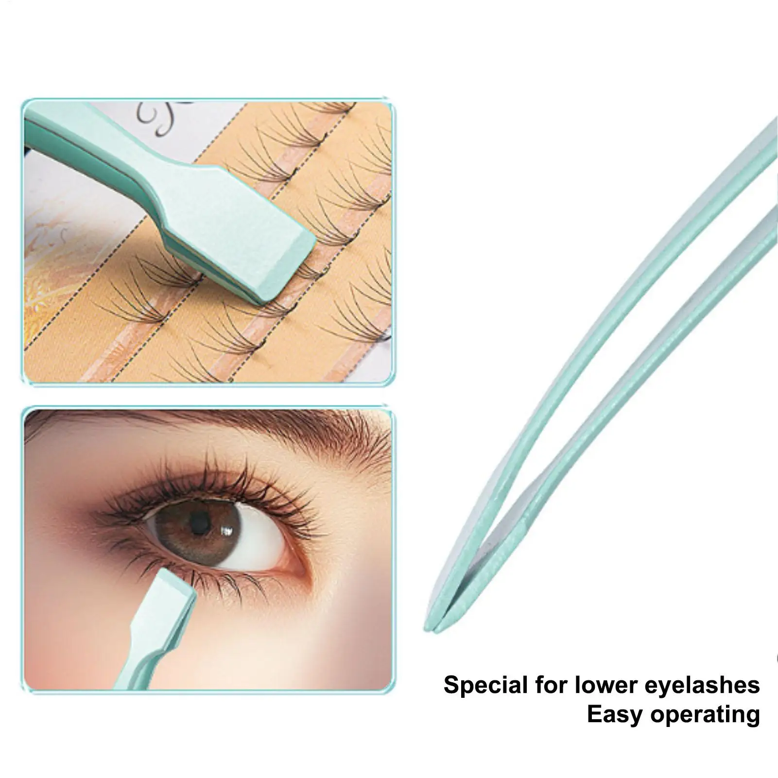 Untere Wimpernpinzette aus Edelstahl, Wimperncluster-Applikator, Wimpernapplikator-Werkzeug für Reisen und Salons zum Trennen von Wimpern – Detail 3