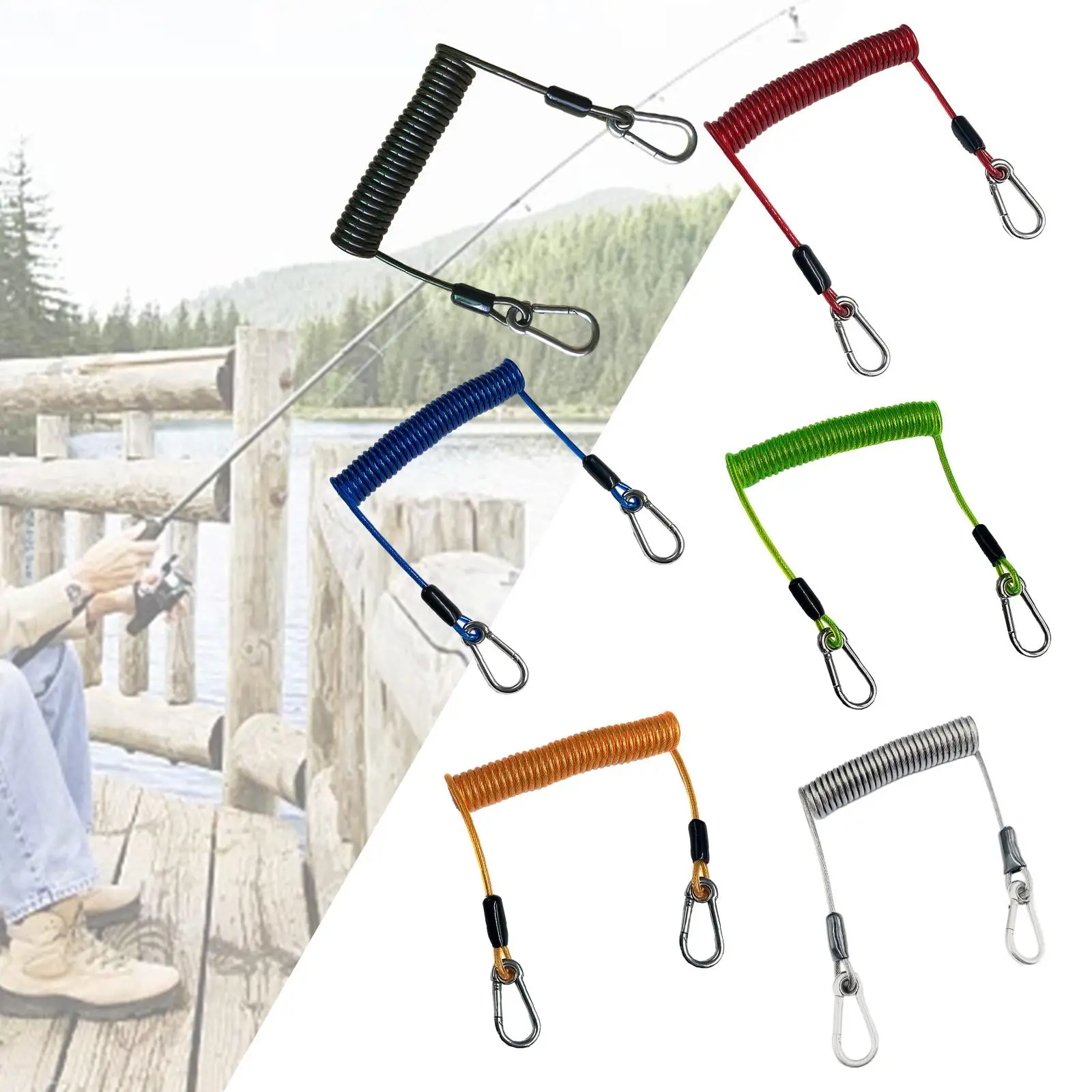 Fishing Lanyard Steel Wire Fishing Rod Holder Heavy Duty Kayak Paddle Leash