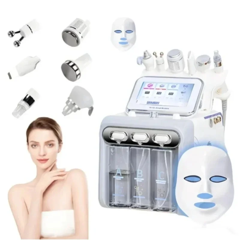 6-in-1 Hydro-Facial-Gerät, Wasserstoff-Sauerstoff-Hautpflegegerät, Tiefenreinigung, Hydratation, Mitesserentferner, Hydro-Dermabrasion, Schönheitsgerät mit LED-Anzeige für Salon- und Heimgebrauch