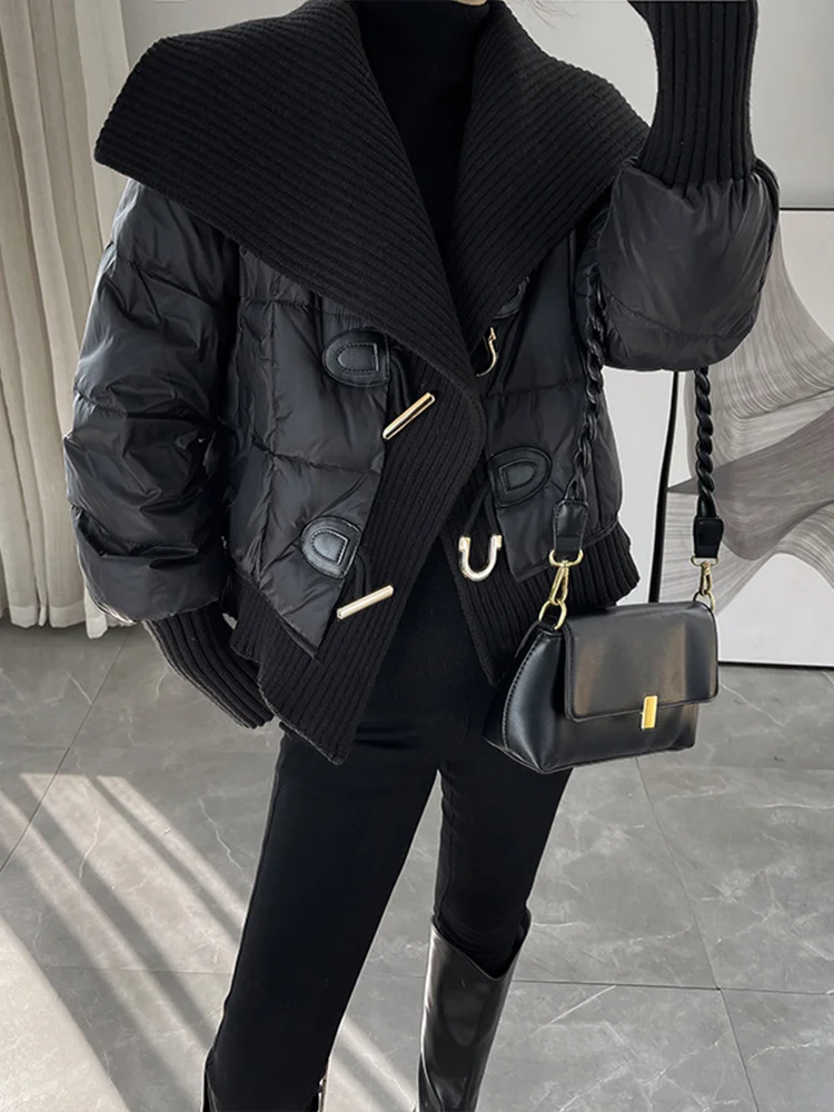 Chaqueta corta de punto cálida estilo pan para mujer, abrigo de algodón elegante a la moda, ropa de abrigo de invierno amigable de tamaño pequeño