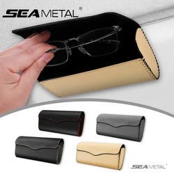 SEAMETAL Car Sun Visor Plate Glasses Case Auto Sunshade Clamp Sunglasses Organizer Holder Suede Leather Car Glasses Storage Bag