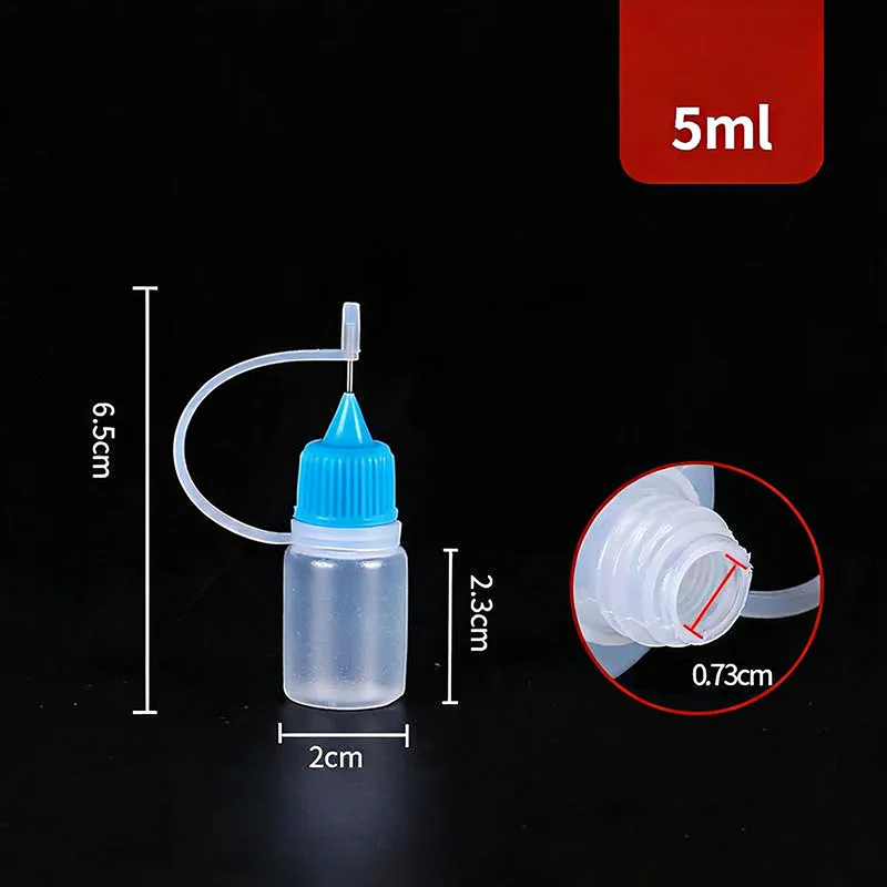5ml 10ml 20ml 30ml 100ml 120ml PE Kunststoff-Quetschflasche mit Applikatorspitze Nachfüllbarer Tropfer mit Nadelspitzen-Verschlüssen Ölflaschen – Detail 9