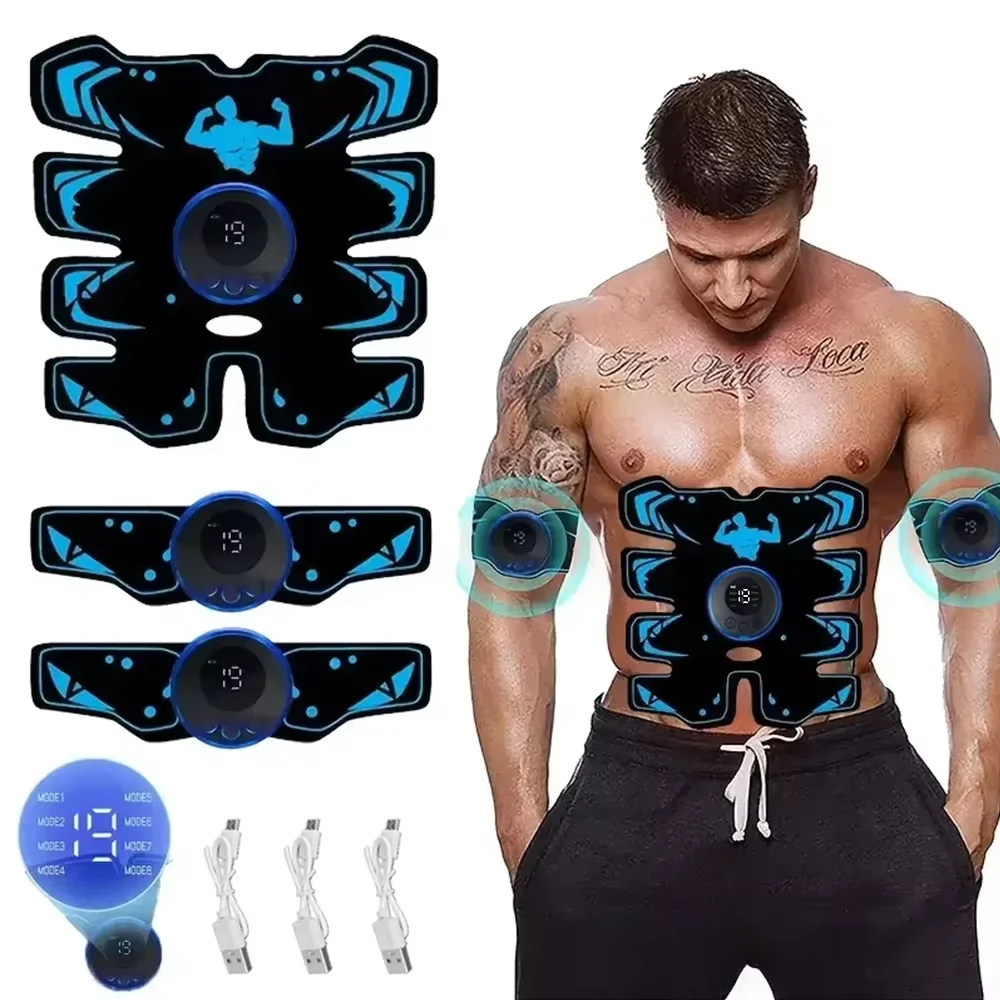 USB Rechargeable EMS Muscle Stimulator Abs Arms 3 in 1 Training Pad Wireless Smart Fitness Abdominal Trainer Body Slimming