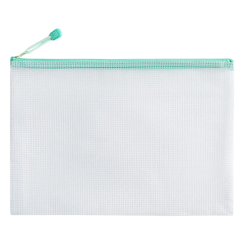 12Pcs  A5 Mesh PVC Zipper File Pouch Random Color Stackable Student Office Folder For School Travel Painting Craft Storage