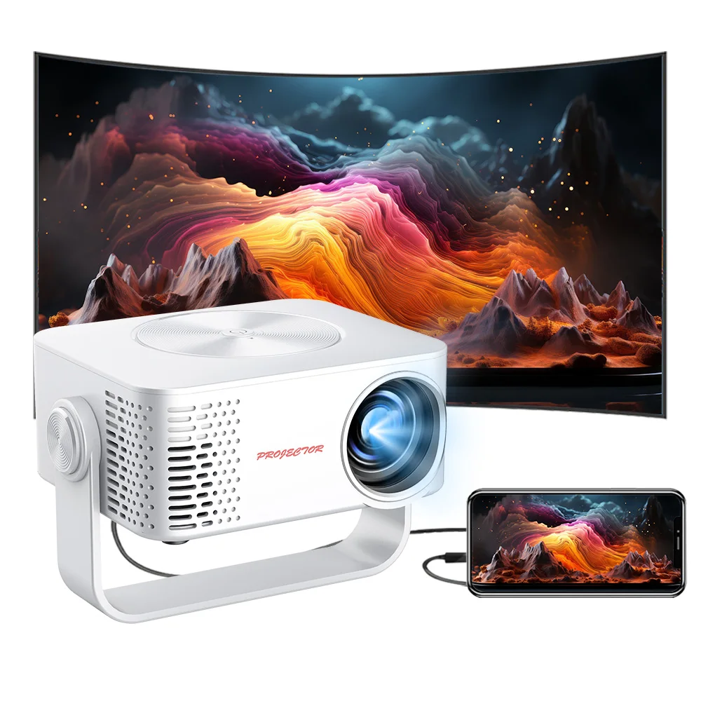 Image of 1080P Mini Beamer mit WiFi & Lautsprecher – Tragbarer LED Projektor für Handy & Heimkino, mit adapter