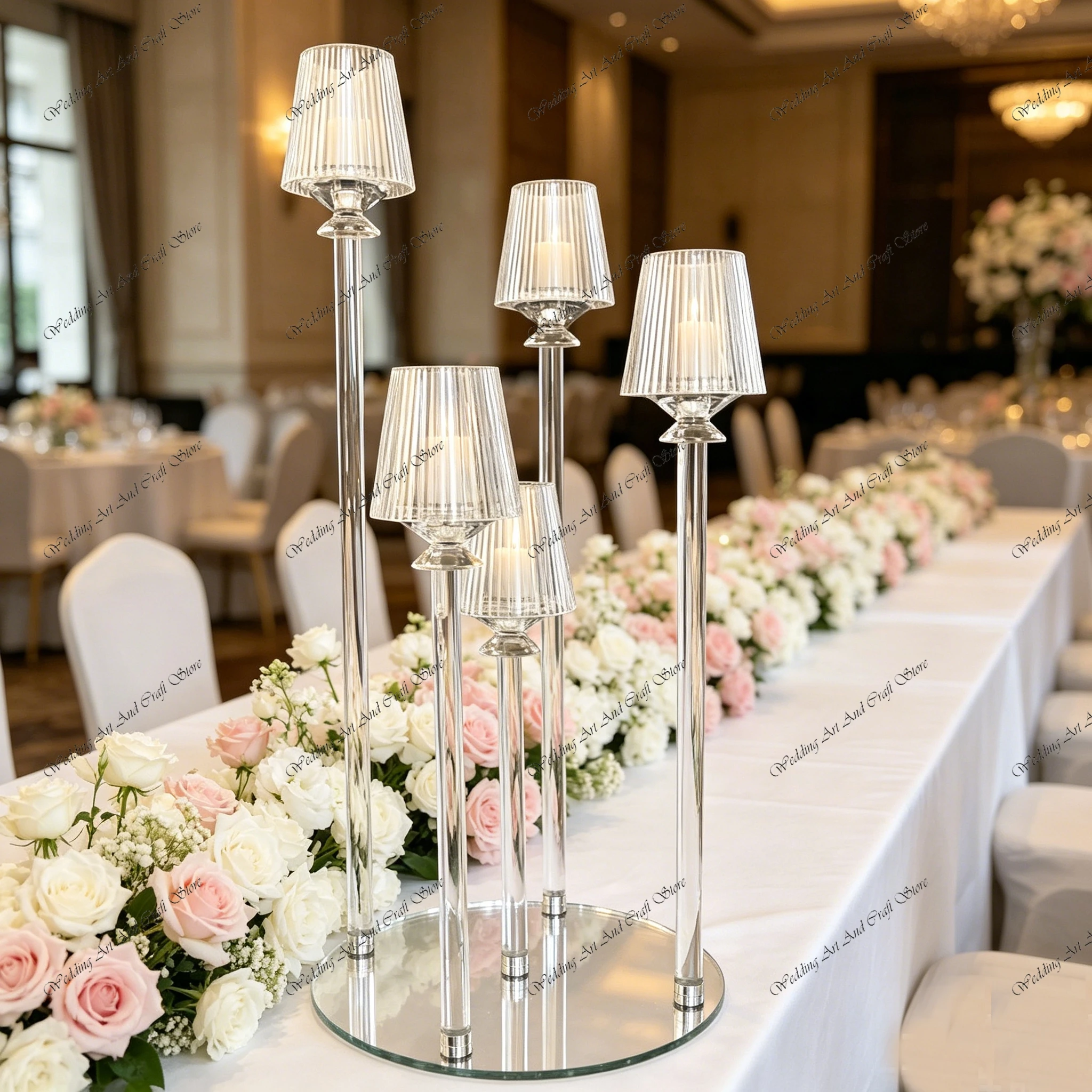 6pcs f30 90cm 5 Arms acrylic Wedding Aisle Arch Backdrop 6pcs f30 90cm 5Wedding Centerpieces Stand Wedding Pathway Stand ivy1142