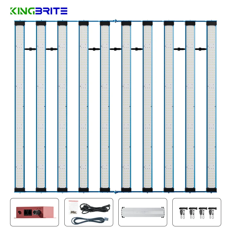 High PPFD Best 1000W LM301H EVO+OSR (660nm+730nm)+UV Bar LED Grow Light, Rotate Inward/Outward, By KingBrite