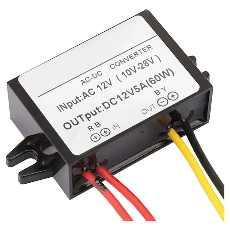 AC Input Voltage Converter Module 10-28V To DC Output 12V 5A Step Down-Up Regulator Rectifier For Trucks Rvs Boats Power