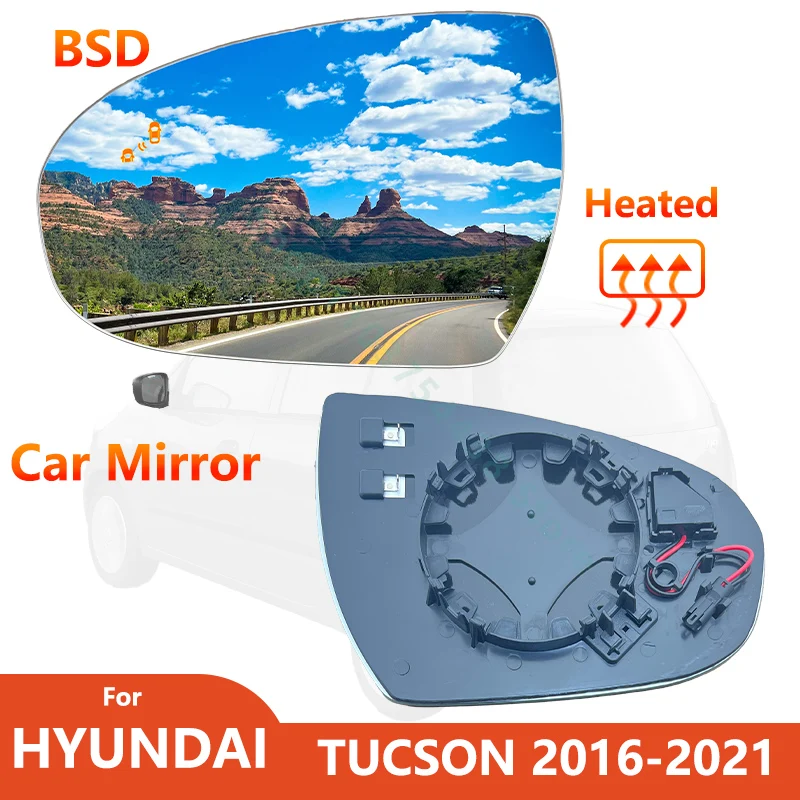 

С BSD для Hyundai TUCSON 2016-2019, левое и правое внешнее зеркало заднего вида, стекло/боковое зеркало с подогревом/автомобильные запасные части