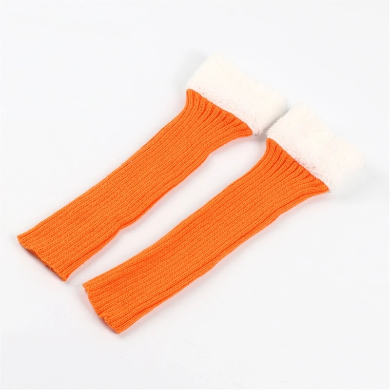 Christmas Acrylic Ribbed Knit Boot Covers Footless Socks for Women Stretchy Winter Plush Trim Leg Warmers Streetwear