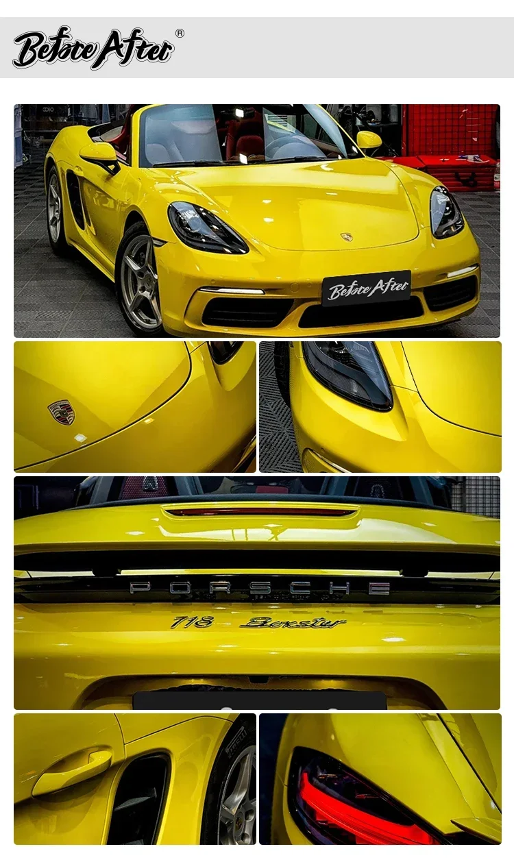 2025年工場カスタマイズPETライナーカービニールラップPVCスーパーブライトクリスタルベガスイエローカーラップカーペイントデコレーションステッカー